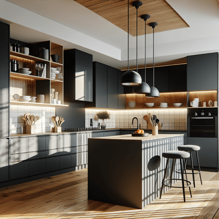 anthrazitfarbene Freistehende Küche-Lübeck