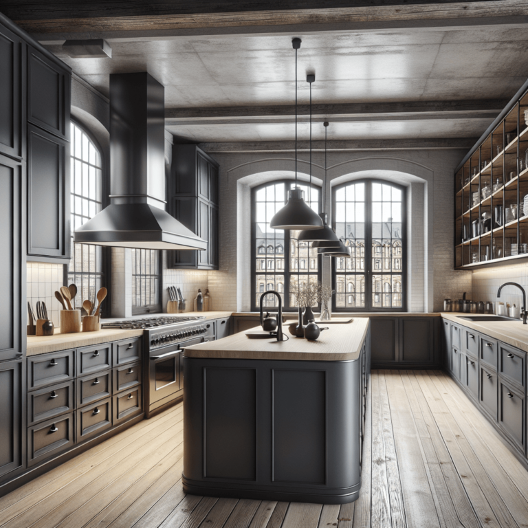 anthrazitfarbene Industrial Style Küche-Lübeck