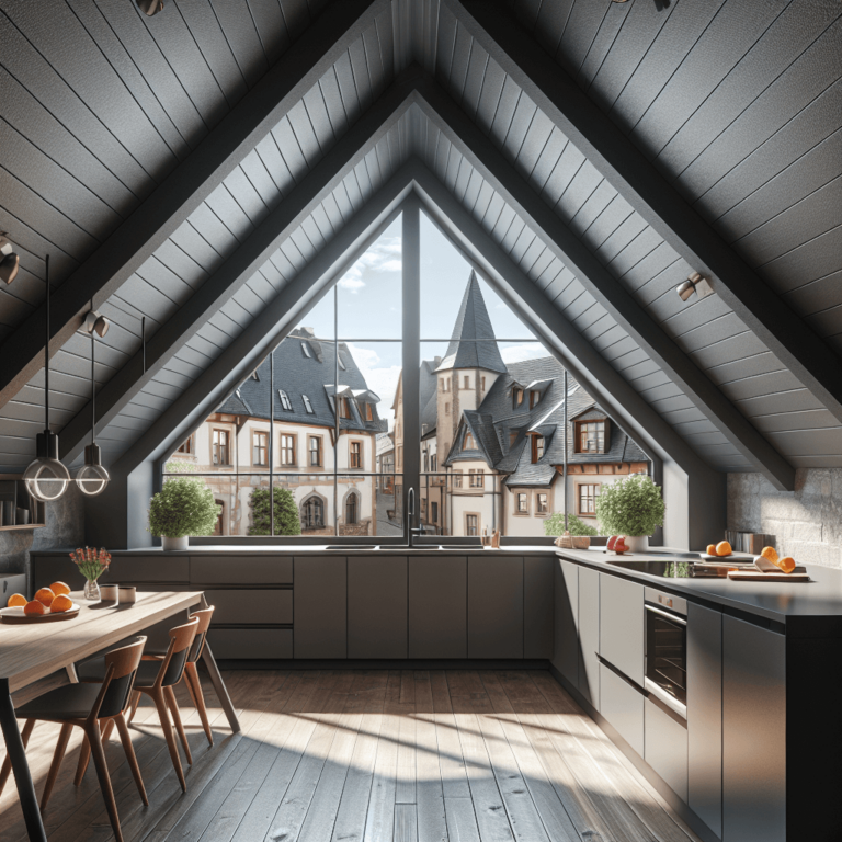 anthrazitfarbene Küche für Dachschräge-Lübeck