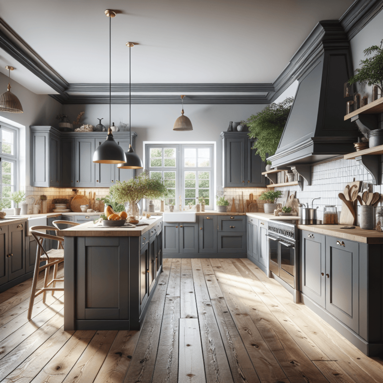 anthrazitfarbene Küche im Bauernhausstil-Lübeck