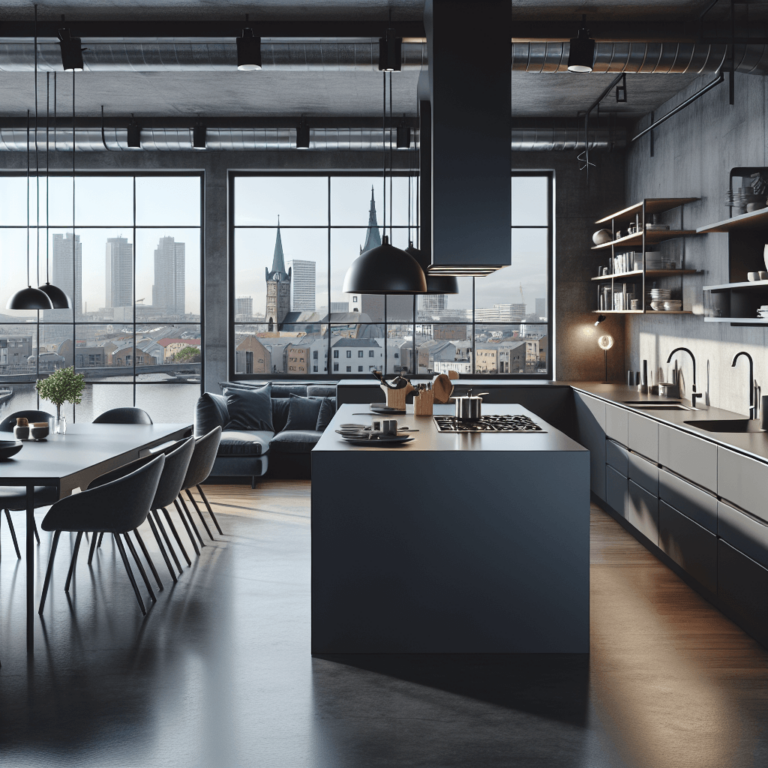 anthrazitfarbene Küche im Loftstil-Lübeck