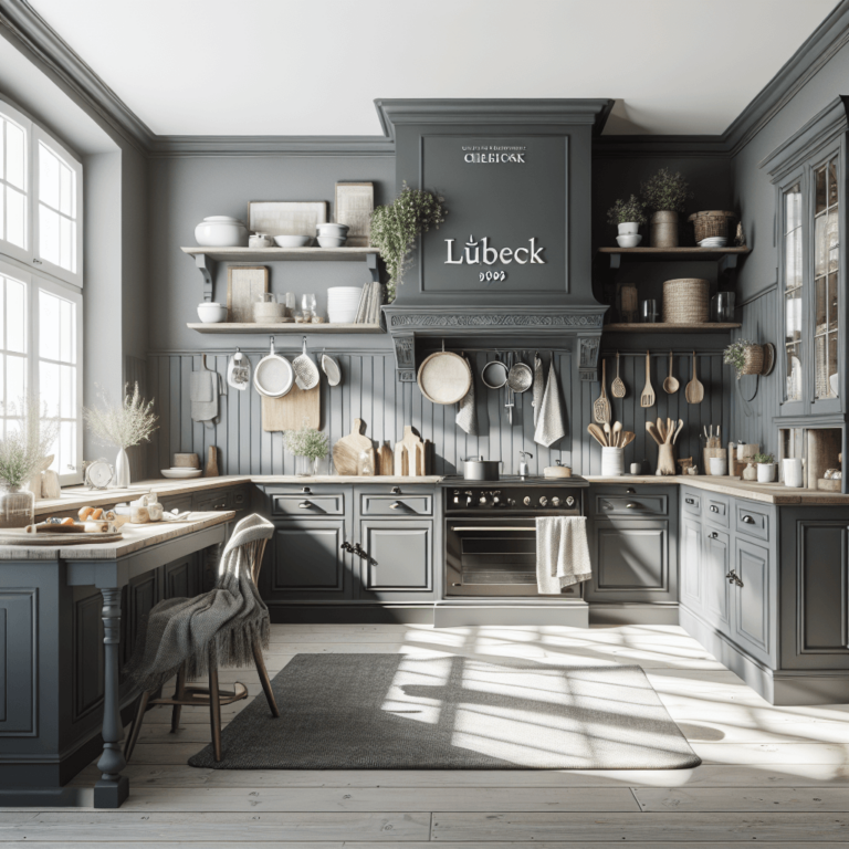 anthrazitfarbene Küche im Shabby Chic Stil-Lübeck