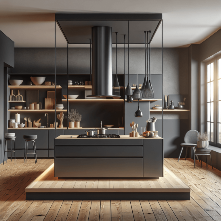 anthrazitfarbene Schwebende Küche-Lübeck