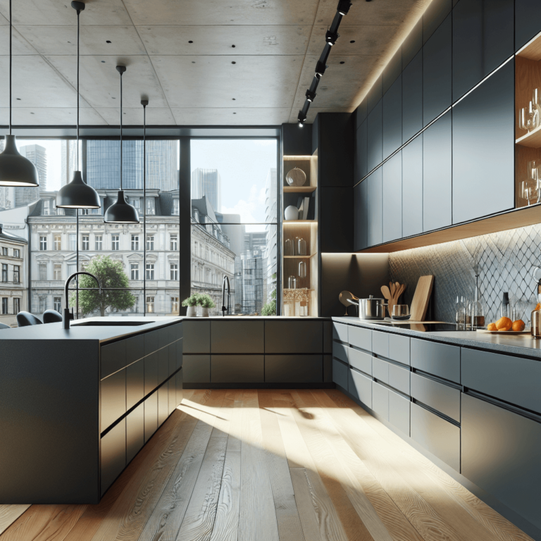 anthrazitfarbene einzeilige Küche-Lübeck