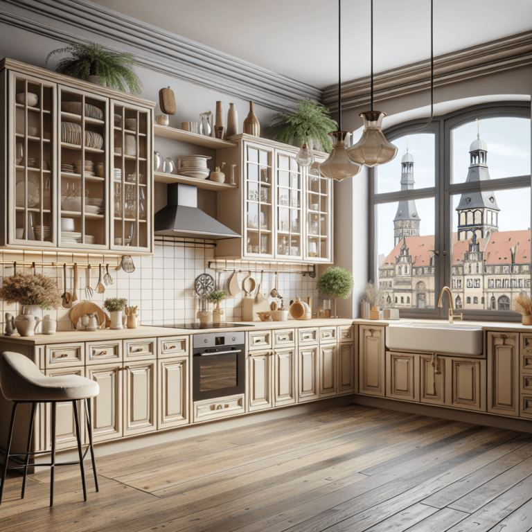 beige Küche im Vintage Chic Stil-Lübeck