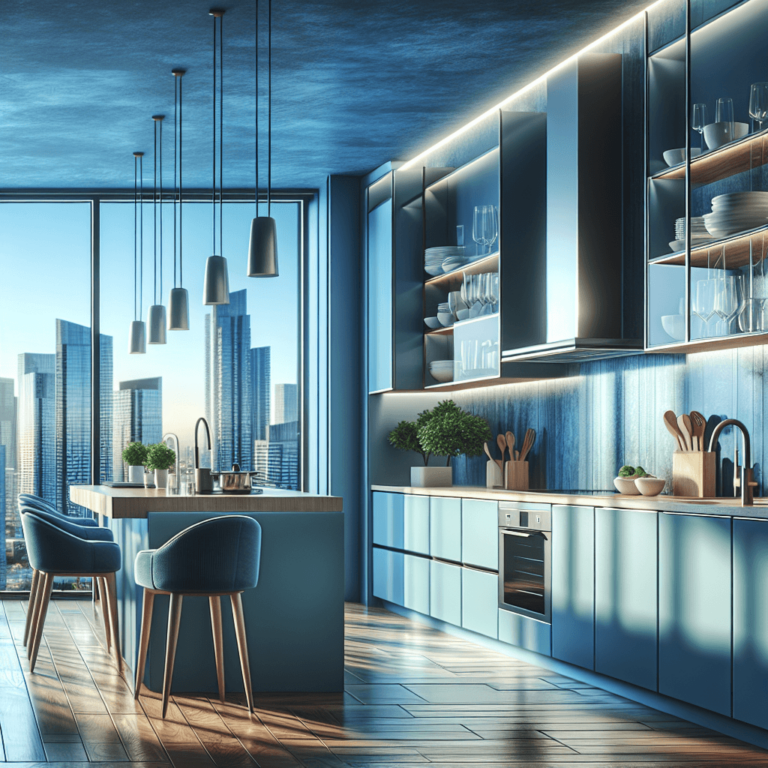 blaue Freistehende Küche-Lübeck