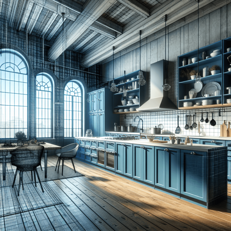 blaue Industrial Style Küche-Lübeck