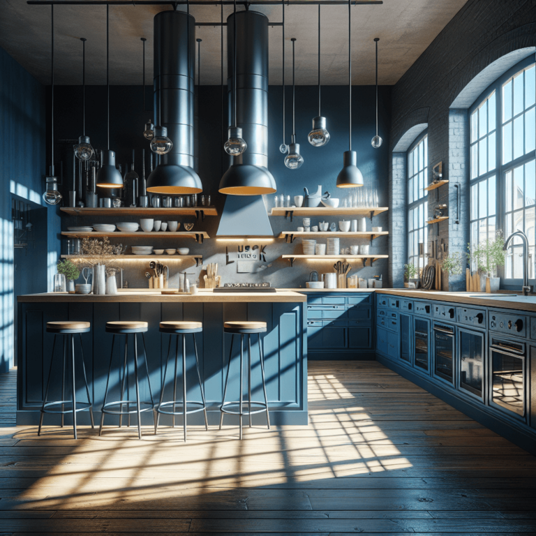 blaue Industrielle Küche-Lübeck