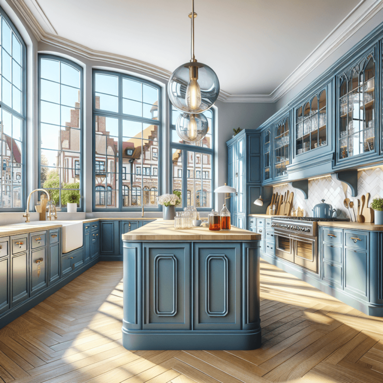 blaue Küche im Art-Deco-Stil-Lübeck