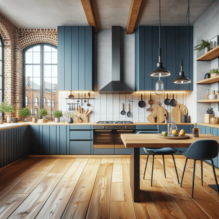 blaue Küche im Loftstil-Lübeck