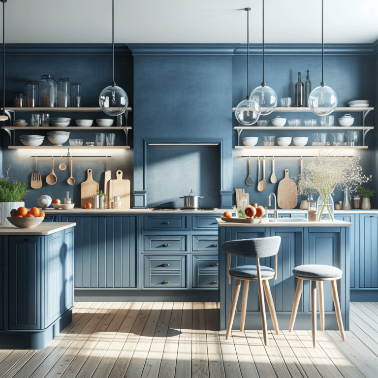 blaue Küche im skandinavischen Stil-Lübeck