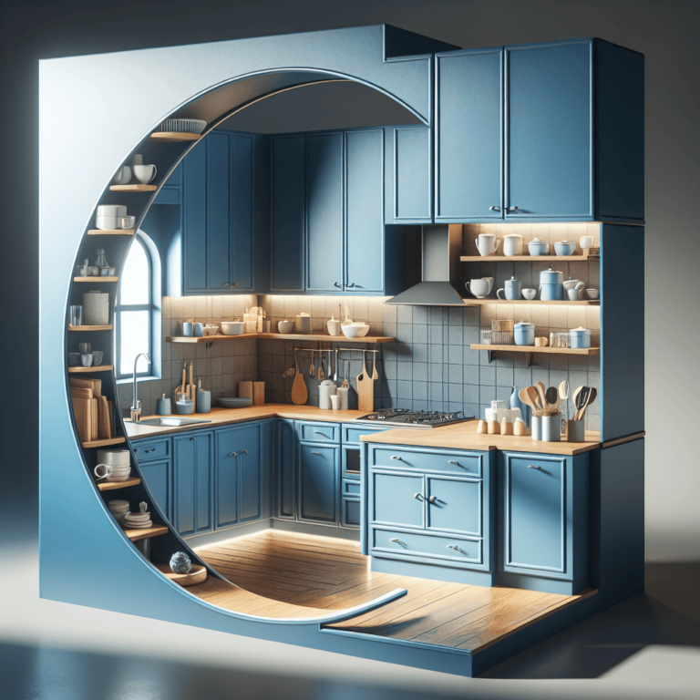 blaue Küche in G-Form-Lübeck