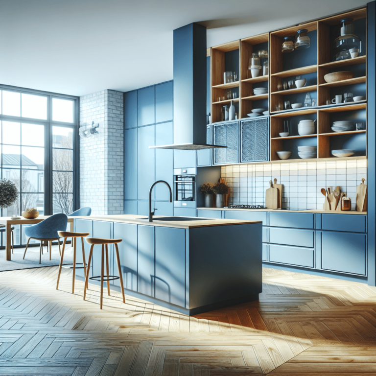 blaue Küche in L-Form-Lübeck