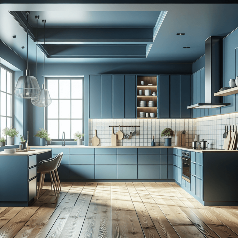 blaue mehrzeilige Küche-Lübeck