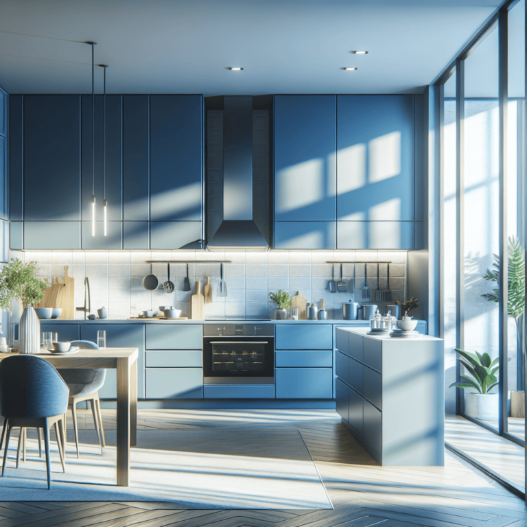 blaugraue Freistehende Küche-Lübeck