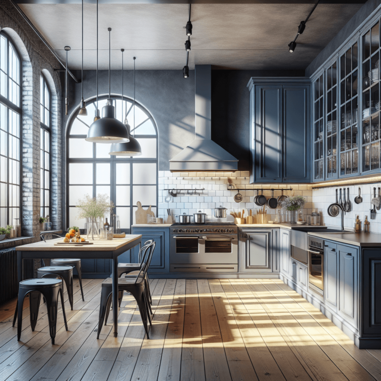 blaugraue Industrial Style Küche-Lübeck