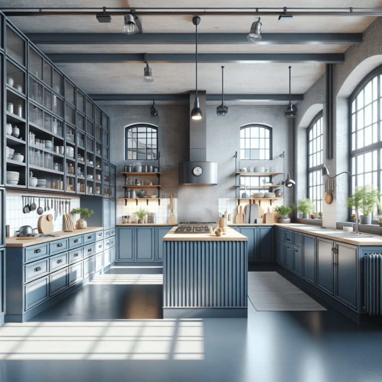blaugraue Industrielle Küche-Lübeck
