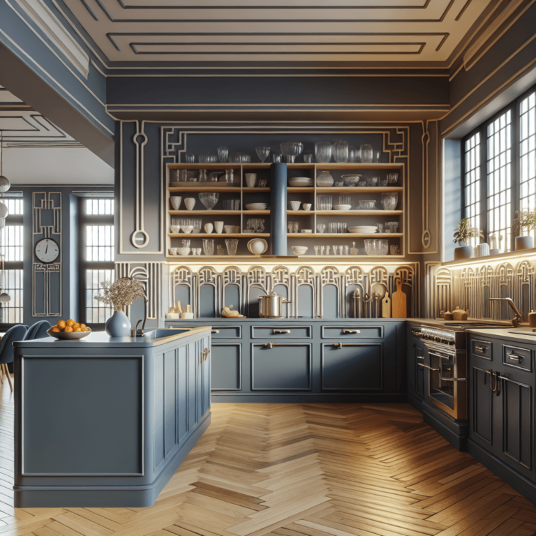 blaugraue Küche im Art-Deco-Stil-Lübeck