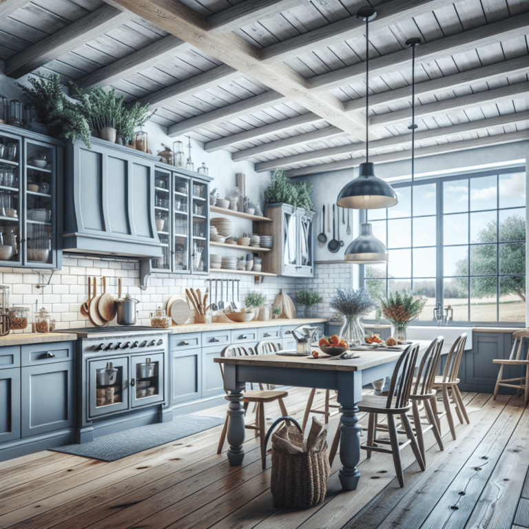 blaugraue Küche im Bauernhausstil-Lübeck