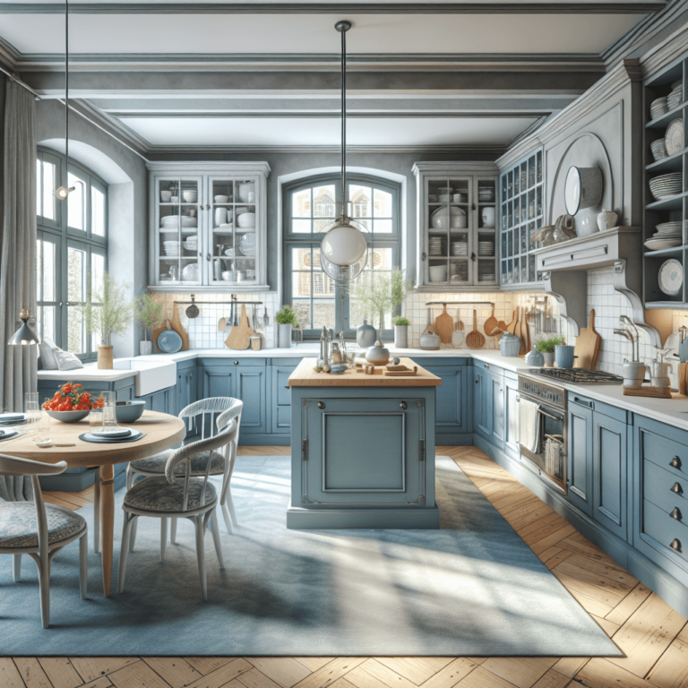 blaugraue Küche im Shabby Chic Stil-Lübeck