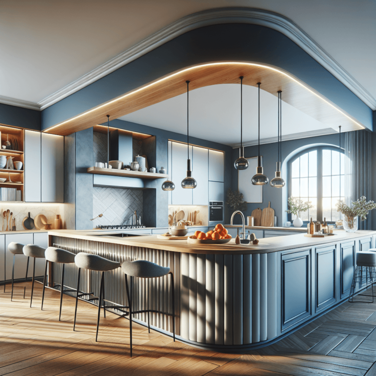 blaugraue Küche in G-Form-Lübeck