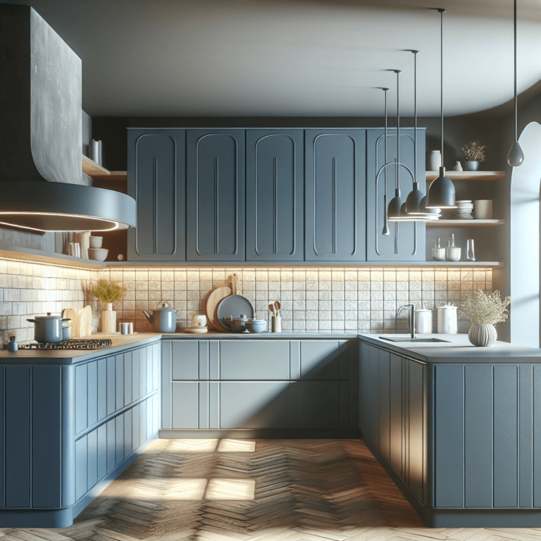 blaugraue Küche in L-Form-Lübeck