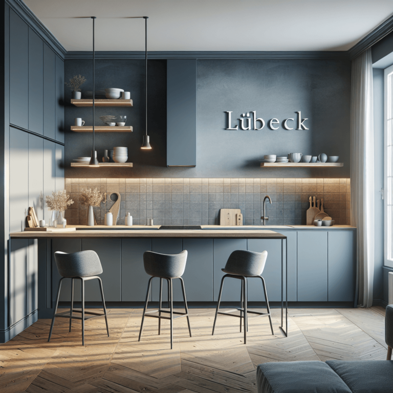 blaugraue Minimalismus Küche-Lübeck