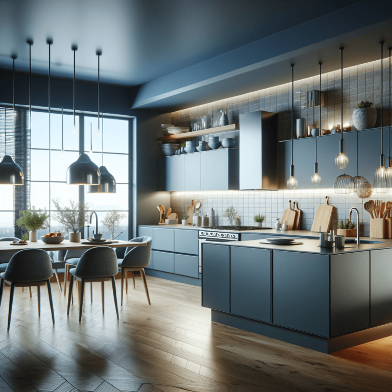 blaugraue Wohnküche-Lübeck