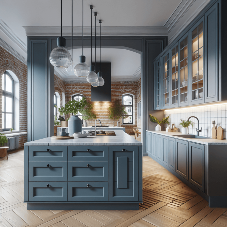 blaugraue mehrzeilige Küche-Lübeck