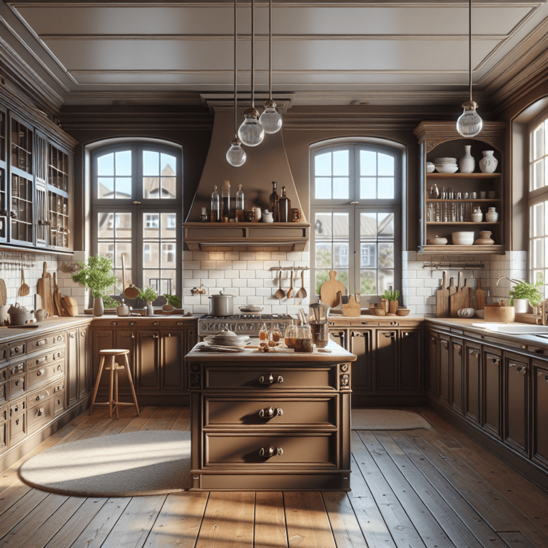 braune Küche im Vintage Chic Stil-Lübeck