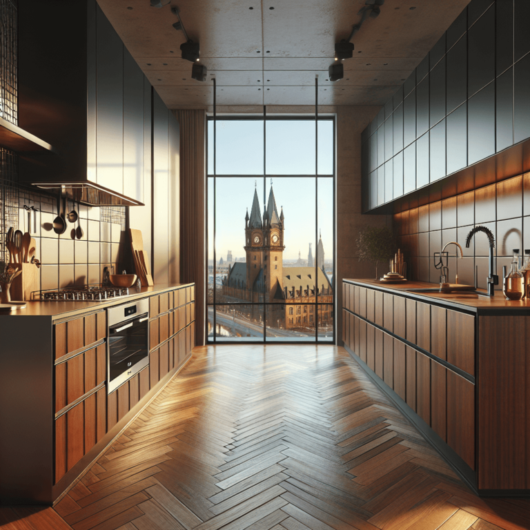 braune Küche mit Stahlakzenten-Lübeck