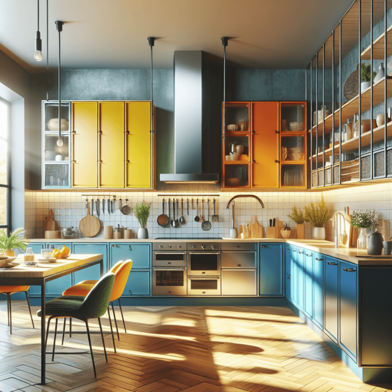 bunte Küche mit Stahlakzenten-Lübeck