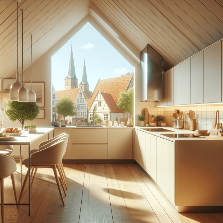 cremefarbene Küche für Dachschräge-Lübeck