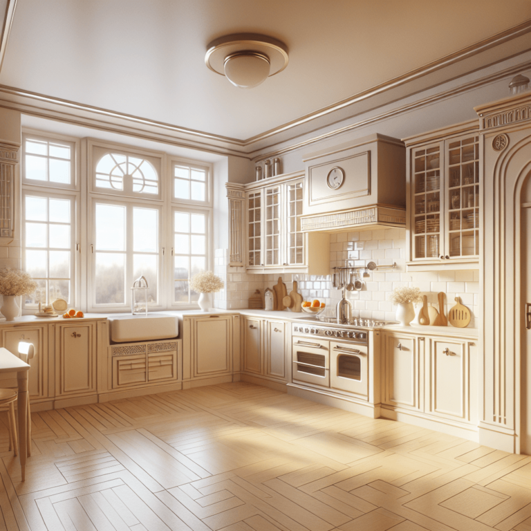 cremefarbene Küche im Art-Deco-Stil-Lübeck