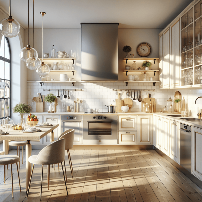 cremefarbene Küche im Shabby Chic Stil-Lübeck