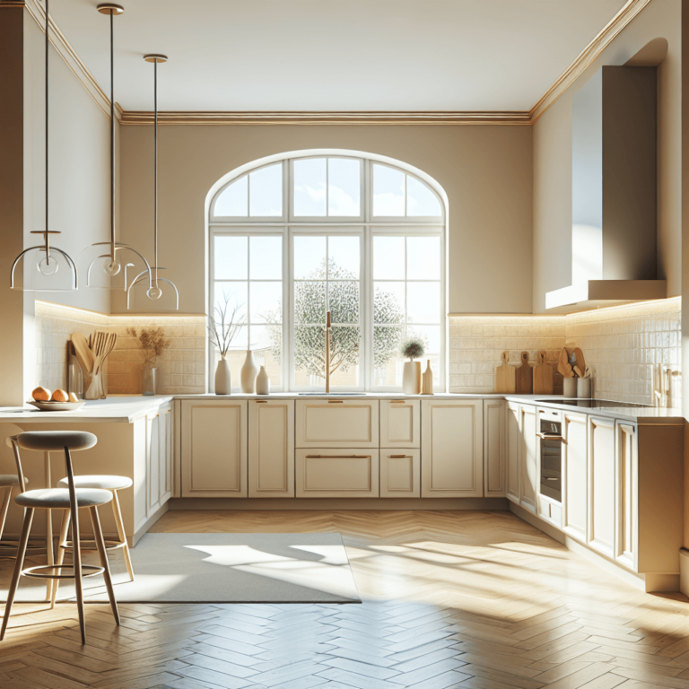 cremefarbene Küche in G-Form-Lübeck