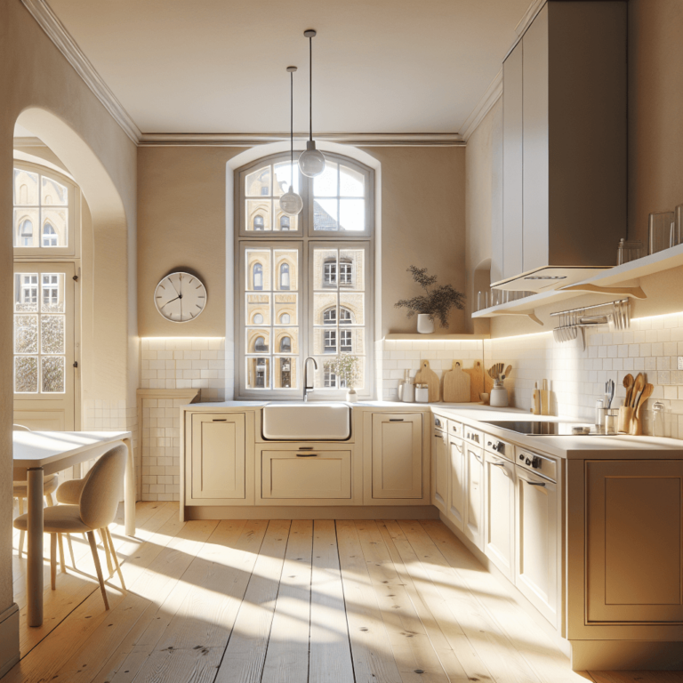 cremefarbene Minimalismus Küche-Lübeck