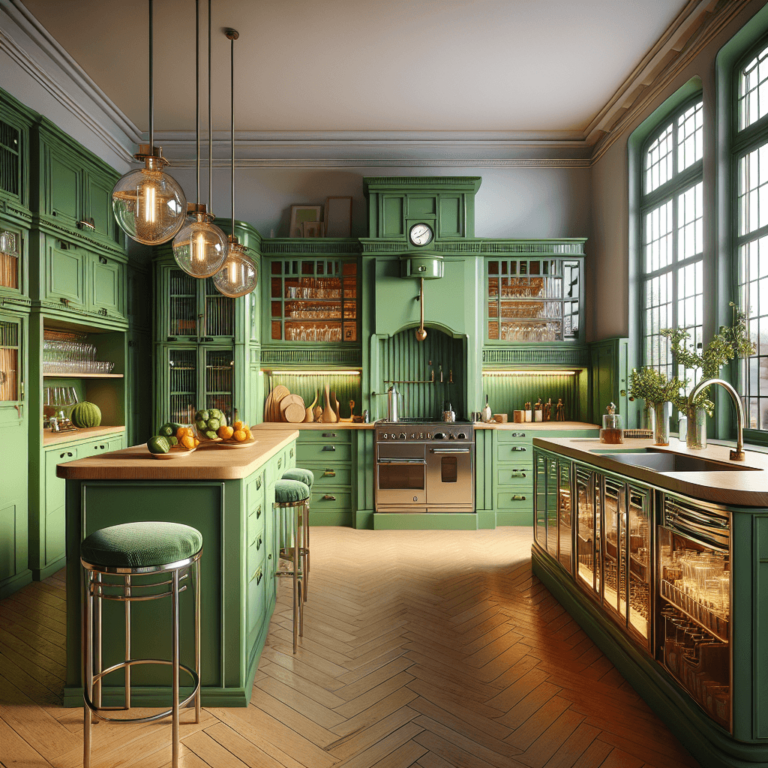 grüne Küche im Art-Deco-Stil-Lübeck