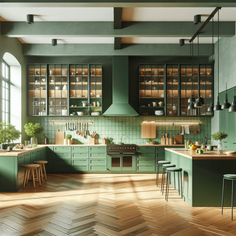 grüne Küche im Loftstil-Lübeck