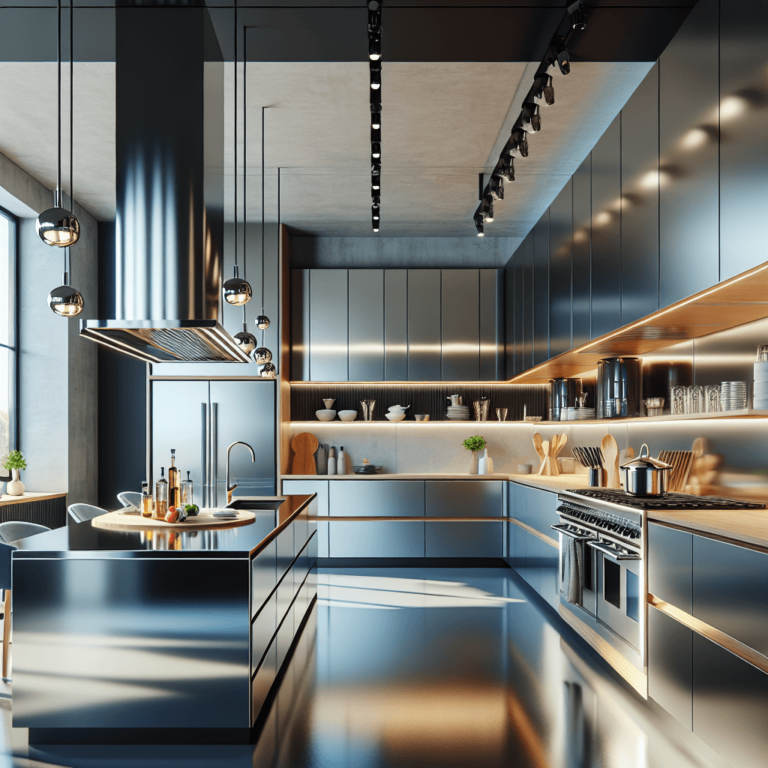 hochglanz Küche mit Stahlakzenten-Lübeck