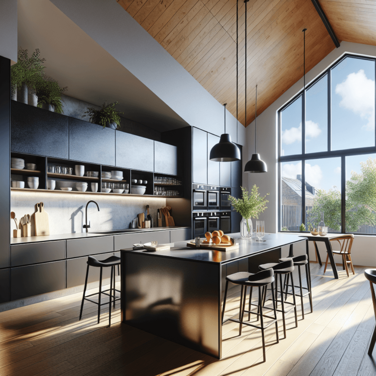 schwarze Küche für Dachschräge-Lübeck