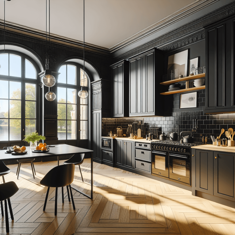 schwarze Küche im Art-Deco-Stil-Lübeck