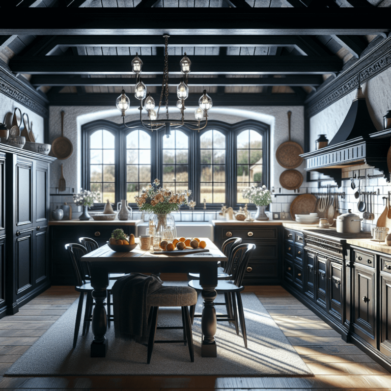 schwarze Küche im Bauernhausstil-Lübeck