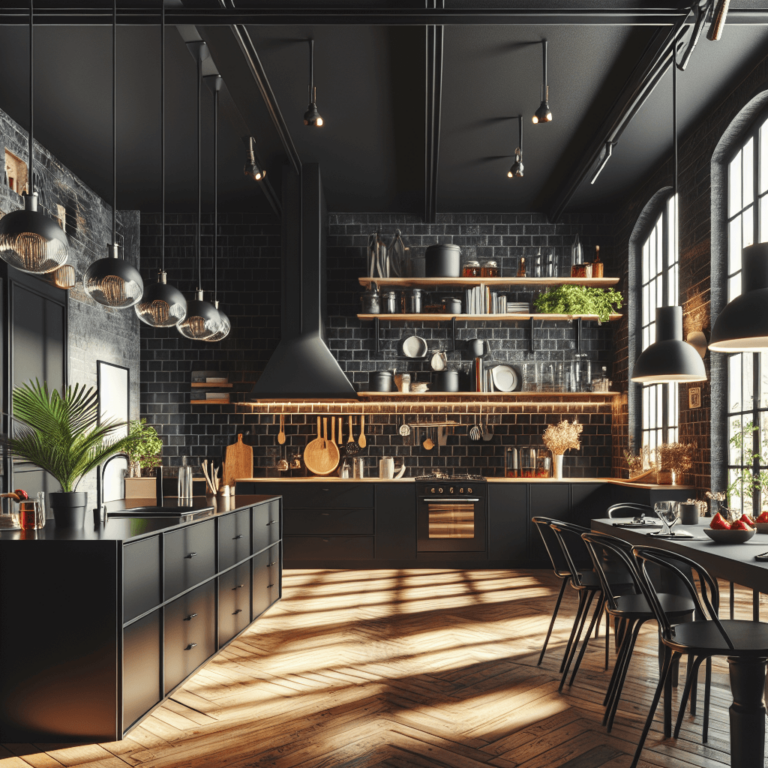 schwarze Küche im Loftstil-Lübeck