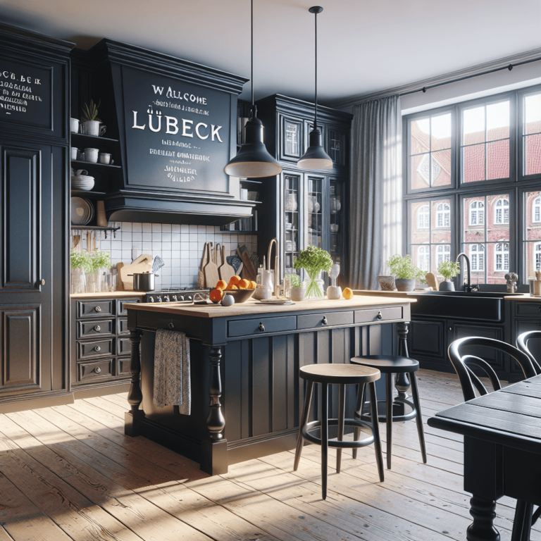 schwarze Küche im Shabby Chic Stil-Lübeck