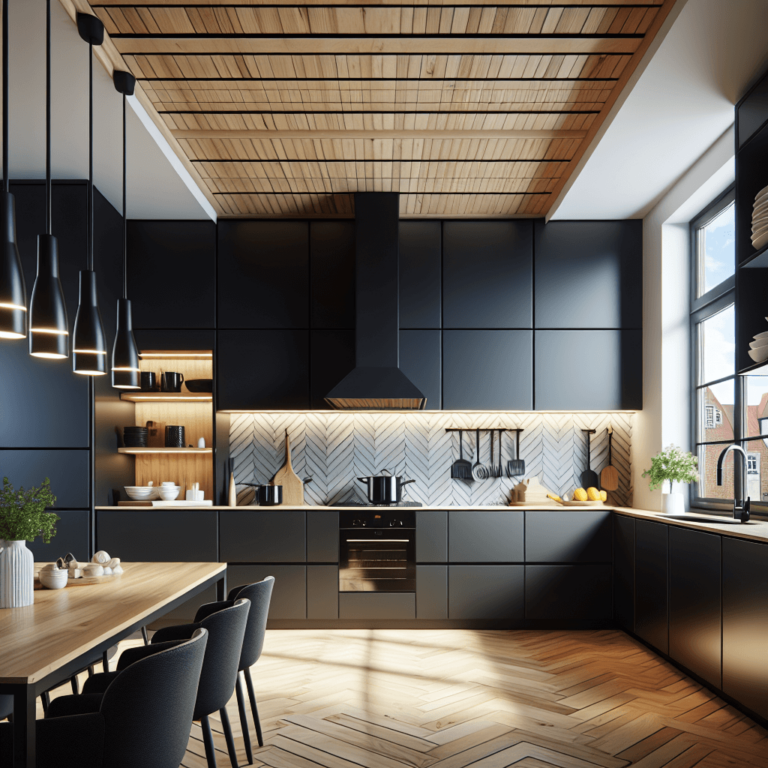 schwarze Küche im skandinavischen Stil-Lübeck