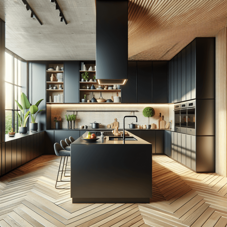 schwarze Küche in U-Form-Lübeck