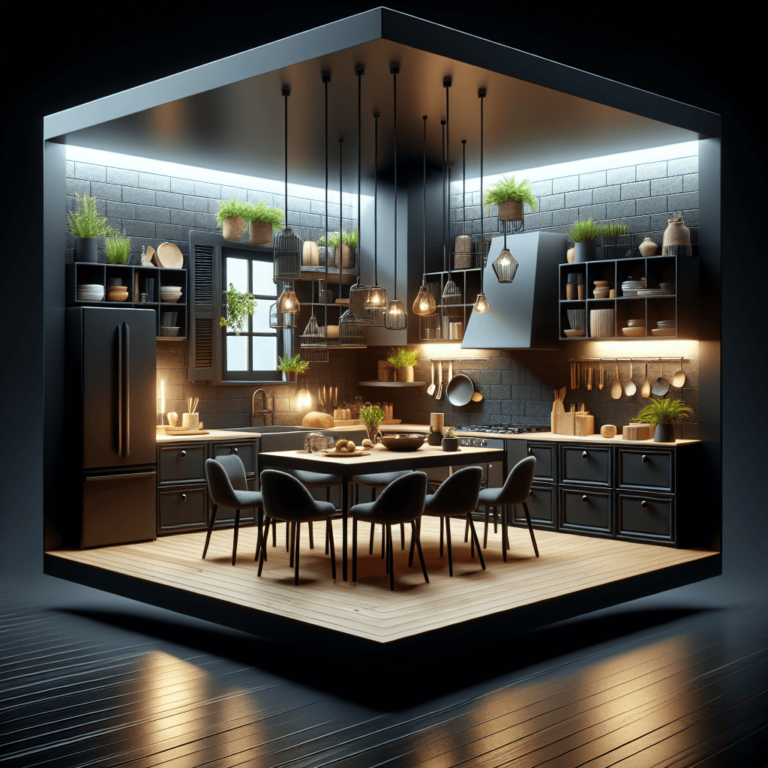 schwarze Schwebende Küche-Lübeck