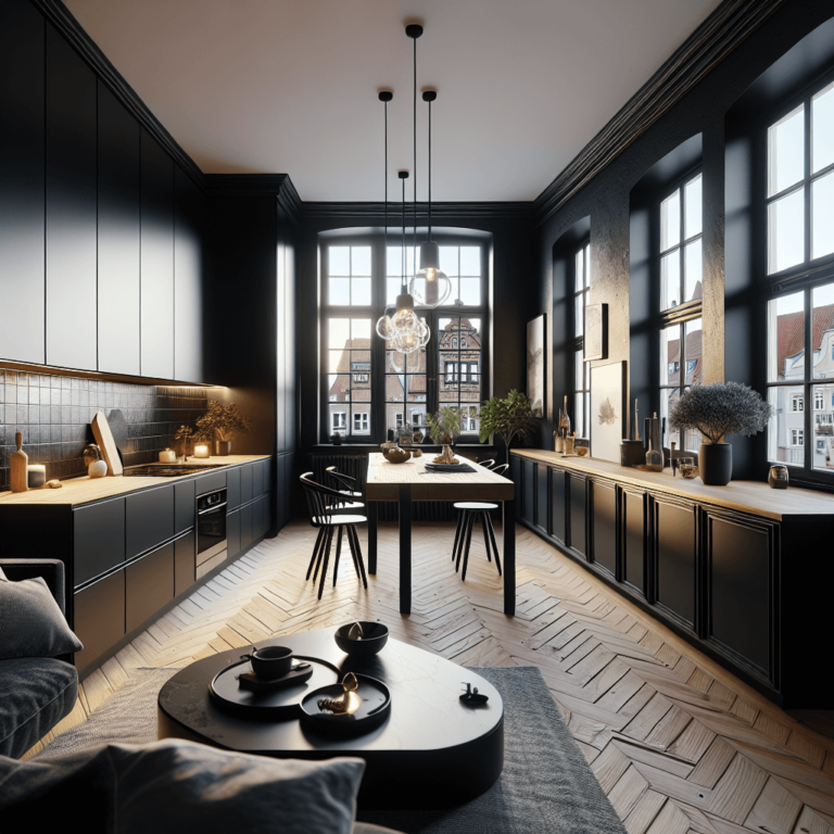 schwarze Wohnküche-Lübeck