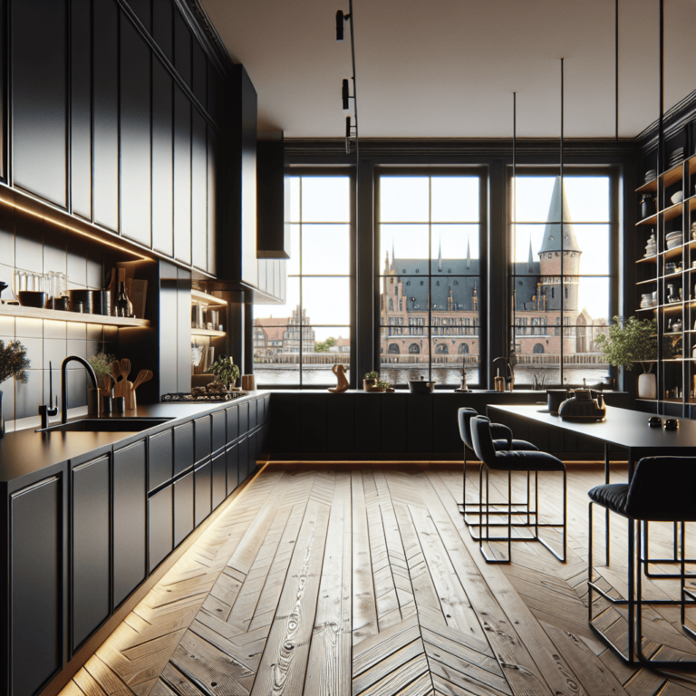 schwarze einzeilige Küche-Lübeck